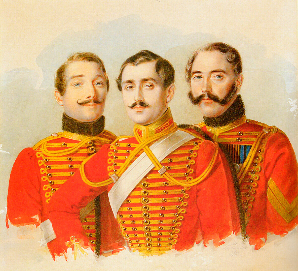 Подофицери на царската гарда на Хусарскиот полк, 1838.


