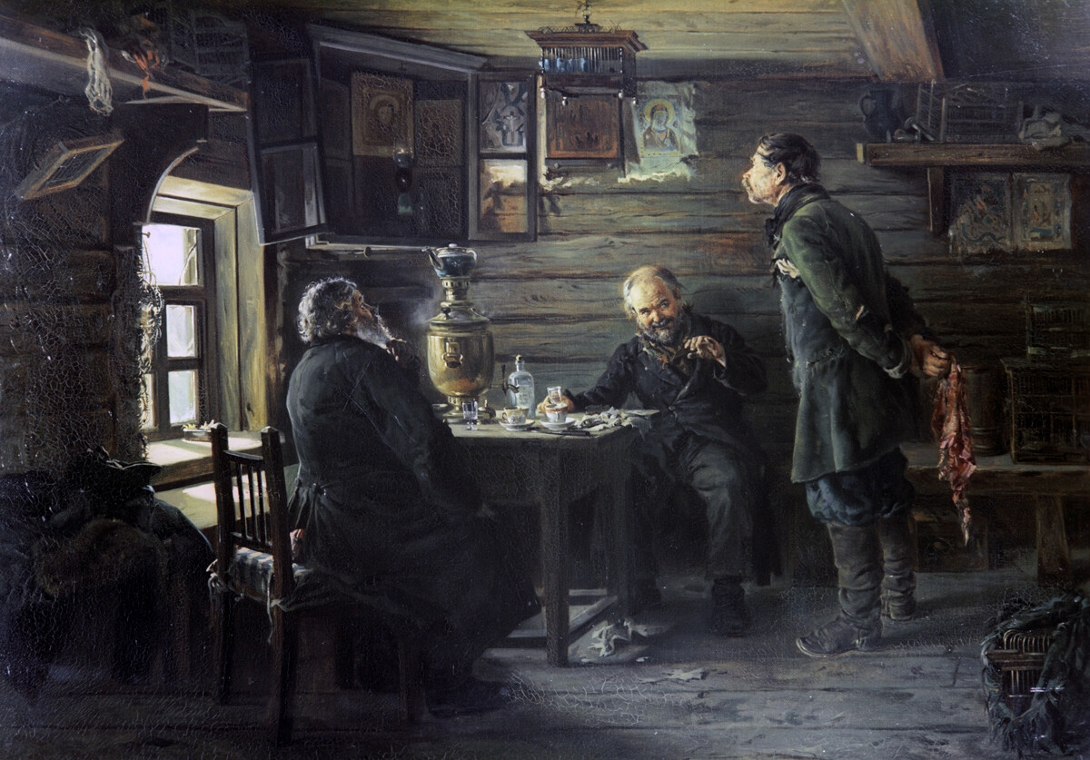 'Los amantes de los ruiseñores', 1872-1973. Vladímir Makovsky
