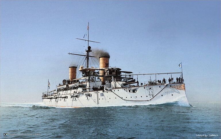 Imagen coloreada del ARA Belgrano, de la clase Garibaldi.