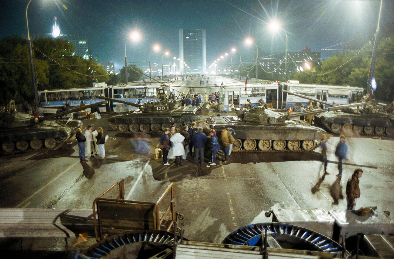 Moskau am 20. August 1991. Ein Staatsstreichversuch in der UdSSR.