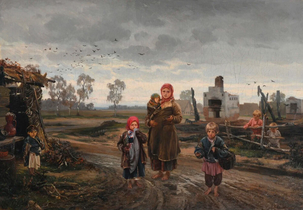 イラリオン・プリャニシニコフ「火事の犠牲者たち」1871年