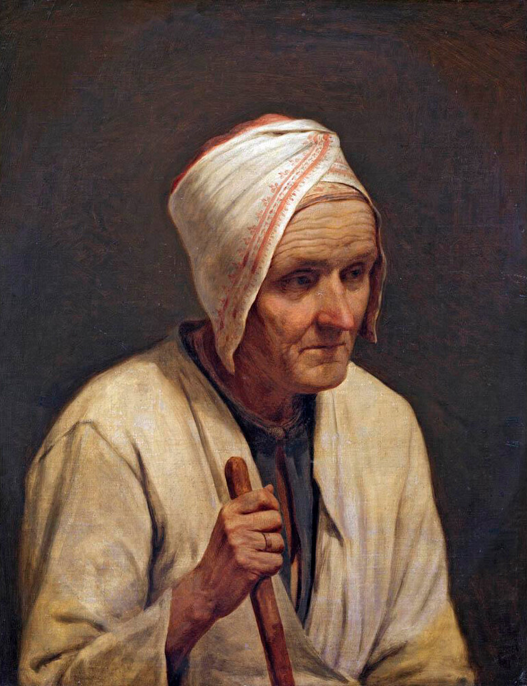 アレクセイ・ヴェネツィアーノフ「棒を持った老婆」1830年代