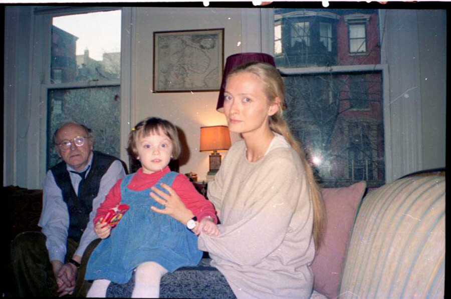 Brodsky with Maria Sozzani and their daughter, 1995.