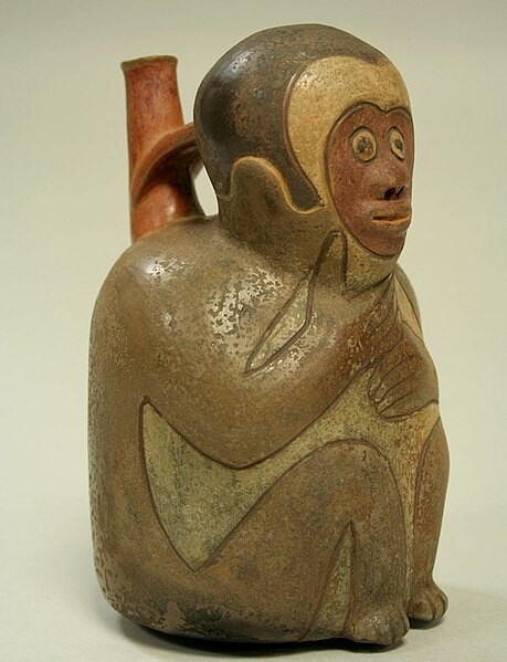 Botella con forma de mono de la cultura Nazca