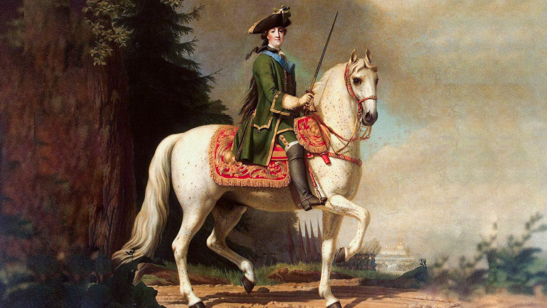Портрет Катарине II гардијској униформи на коњу Брилијанту.