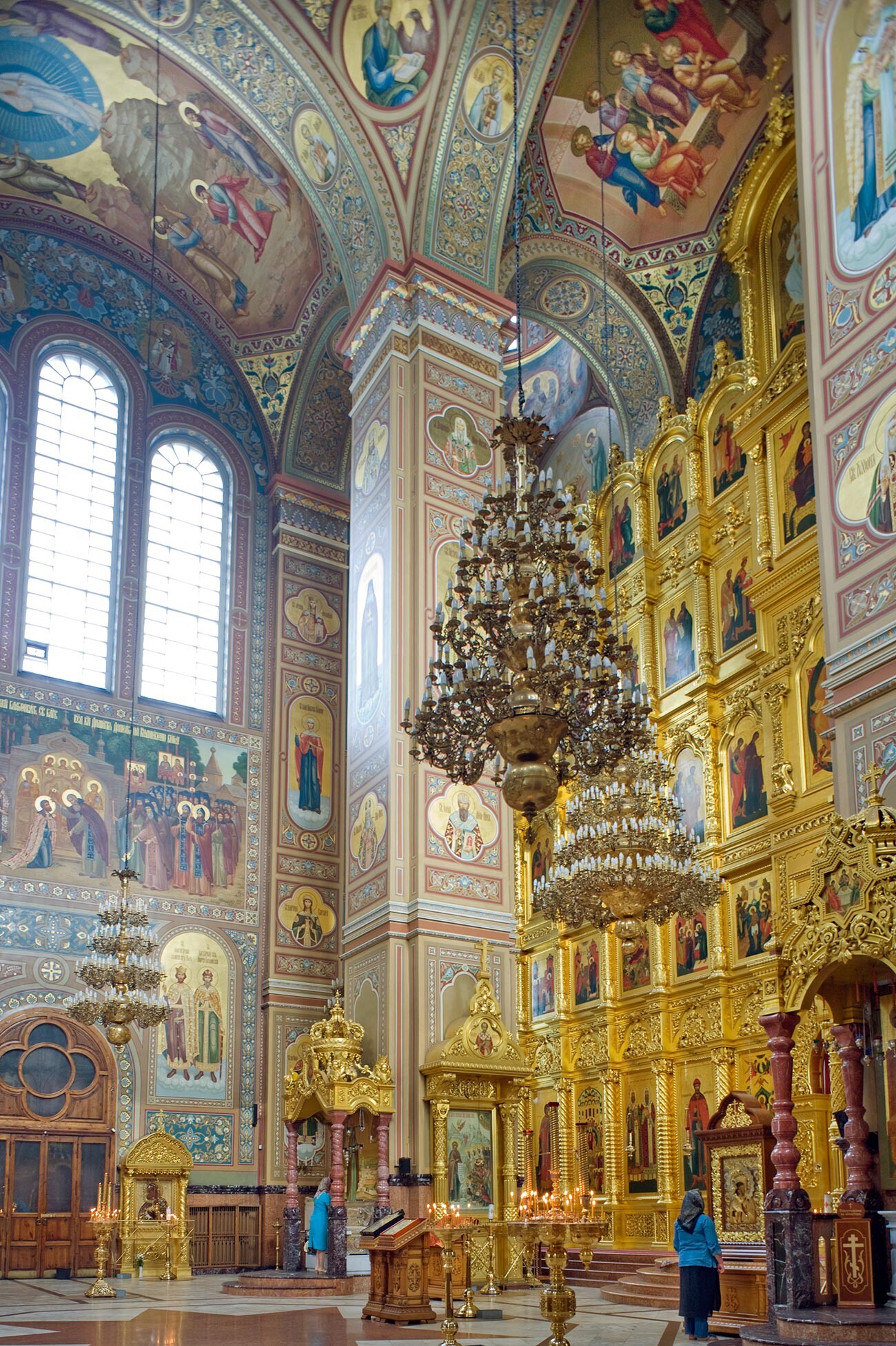 St. Nicholas-Ugreshky Monastery. Transfiguration Cathedral, restored interior. View northeast toward new icon screen. July 10, 2013