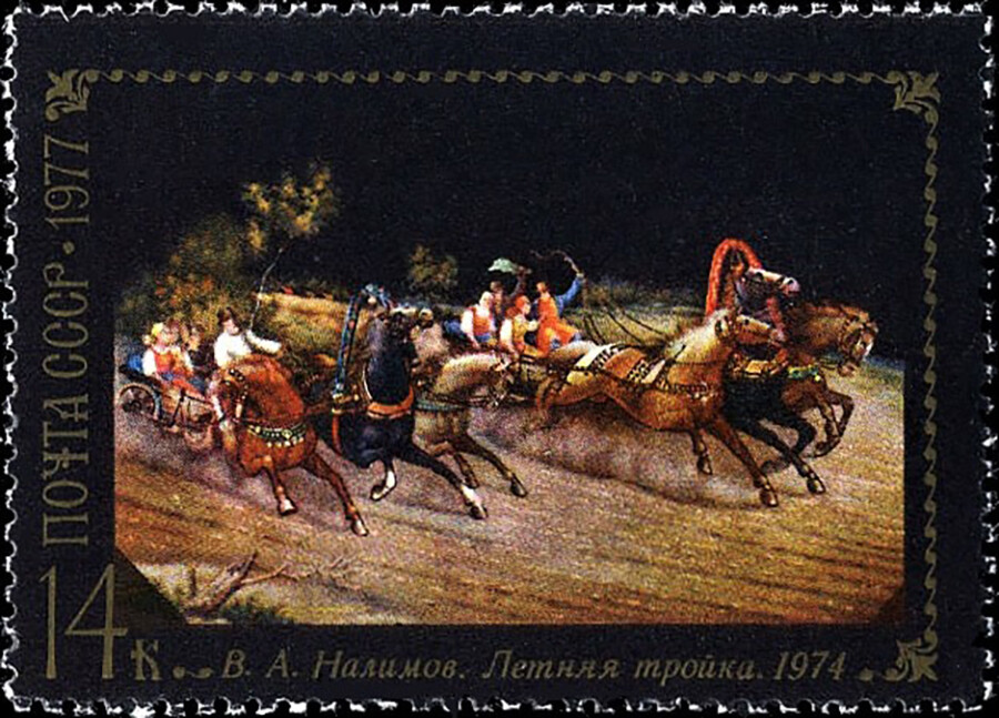 Fedoskino stamp