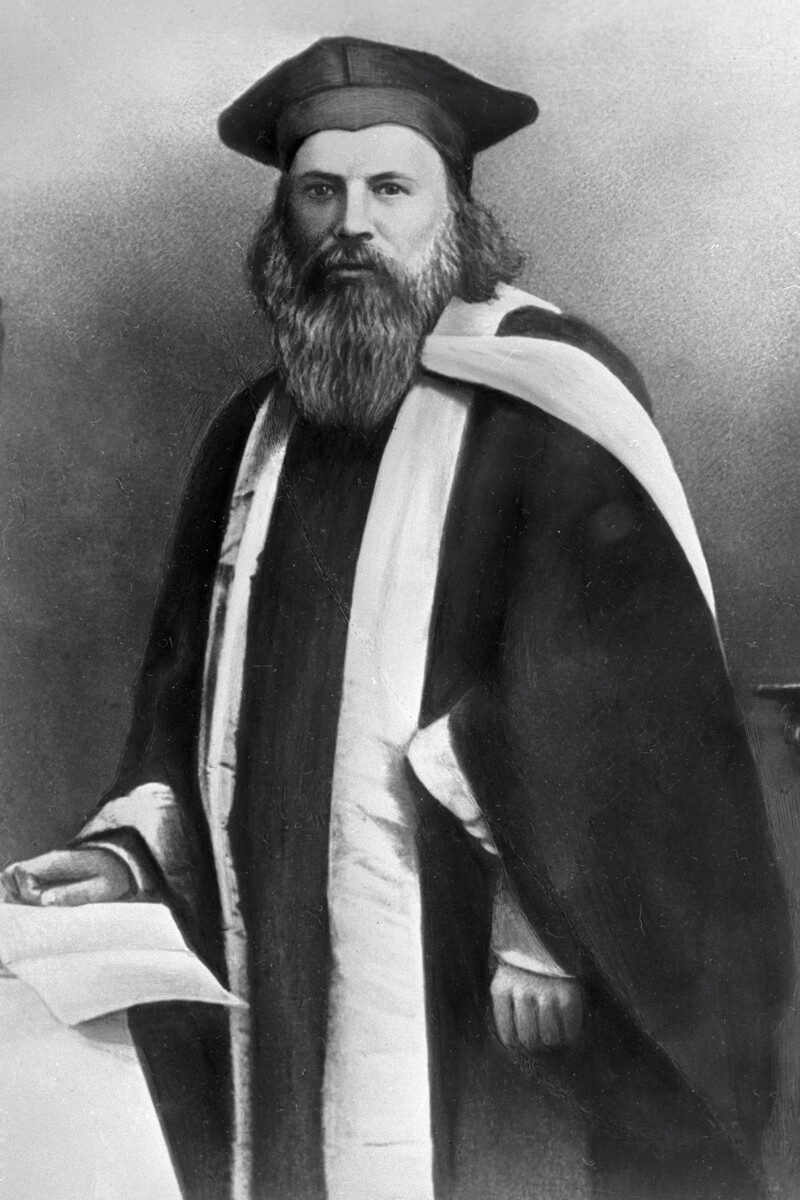 Mendeleev wearing Oxford's academic dress.
