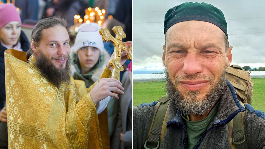 Vladimir Ugryumov sewaktu masih menjadi pendeta Ortodoks; kanan: Vladimir Ugryumov berganti nama menjadi Said Mohammad Al-Kasim setelah memeluk Islam.