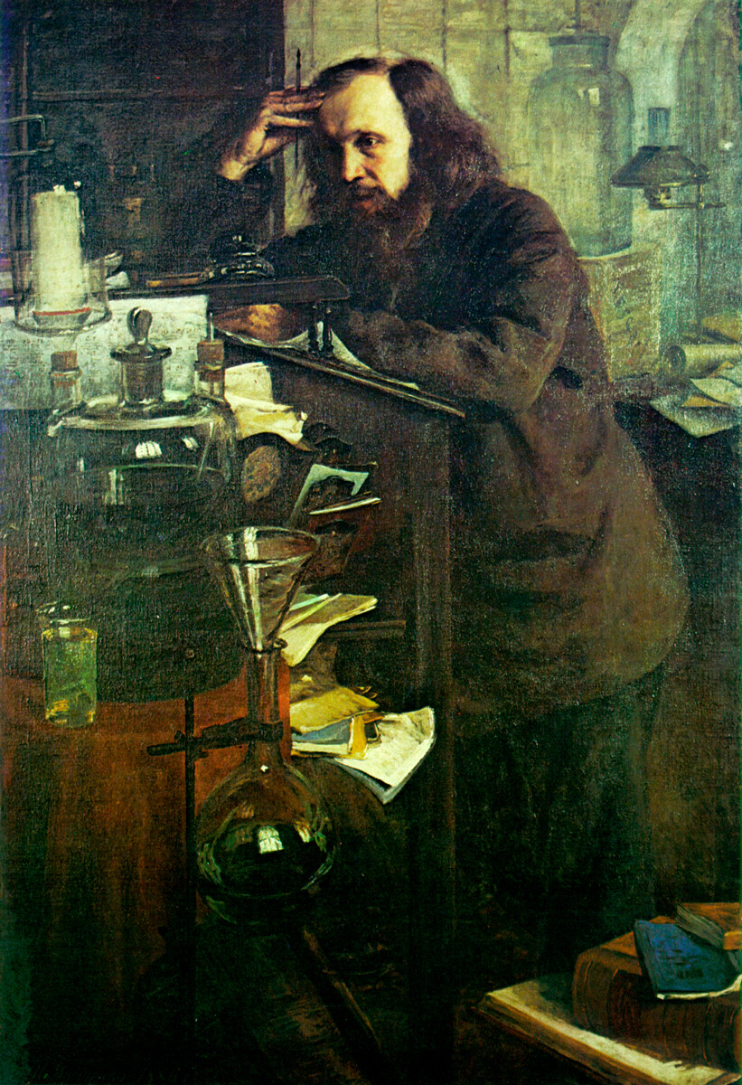Dmitri Mendeleïev à son bureau, 1886, par Nikolaï Iarochenko