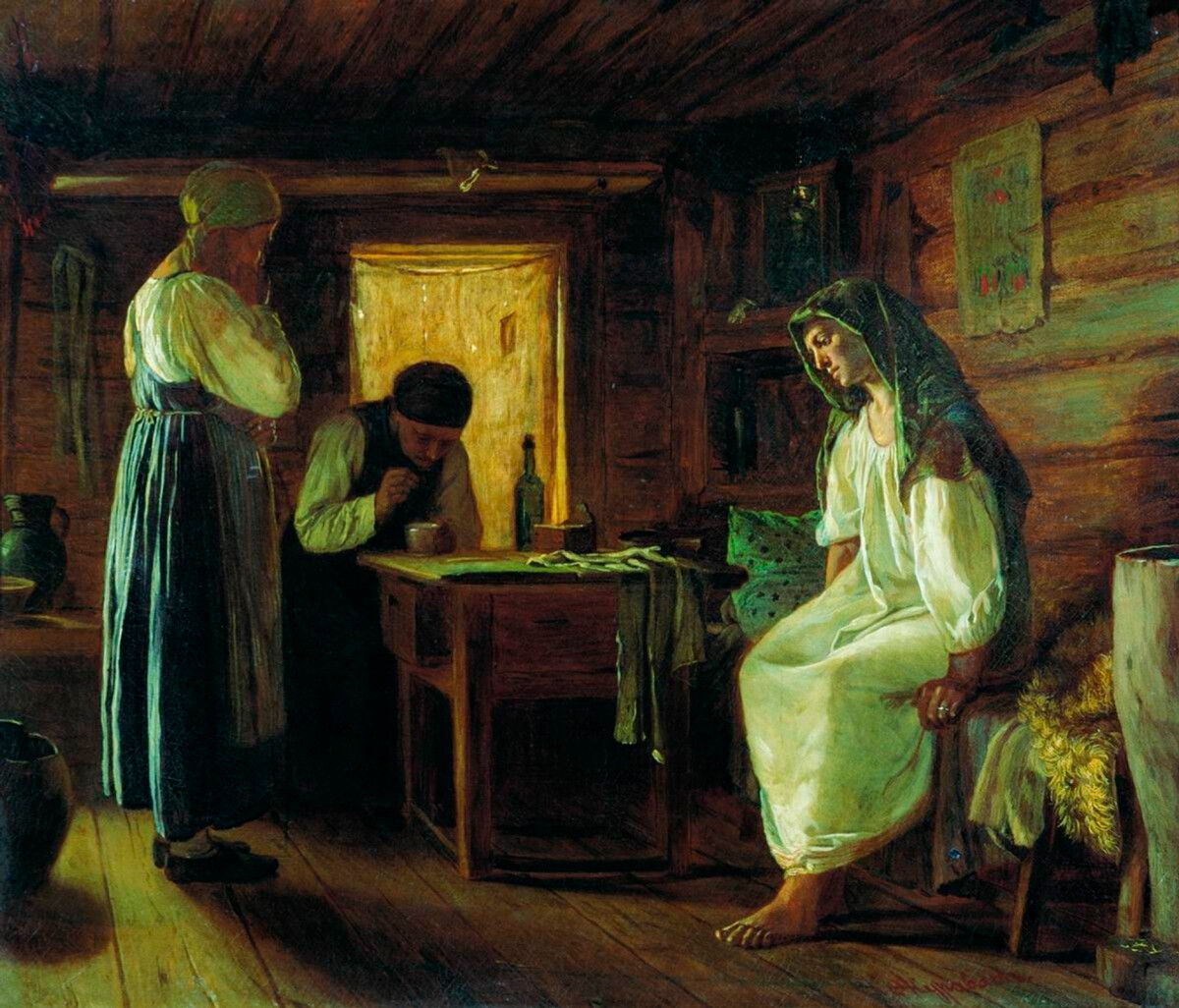 “La guaritrice”, dipinto di Firs Zhuravljov (1836-1901)