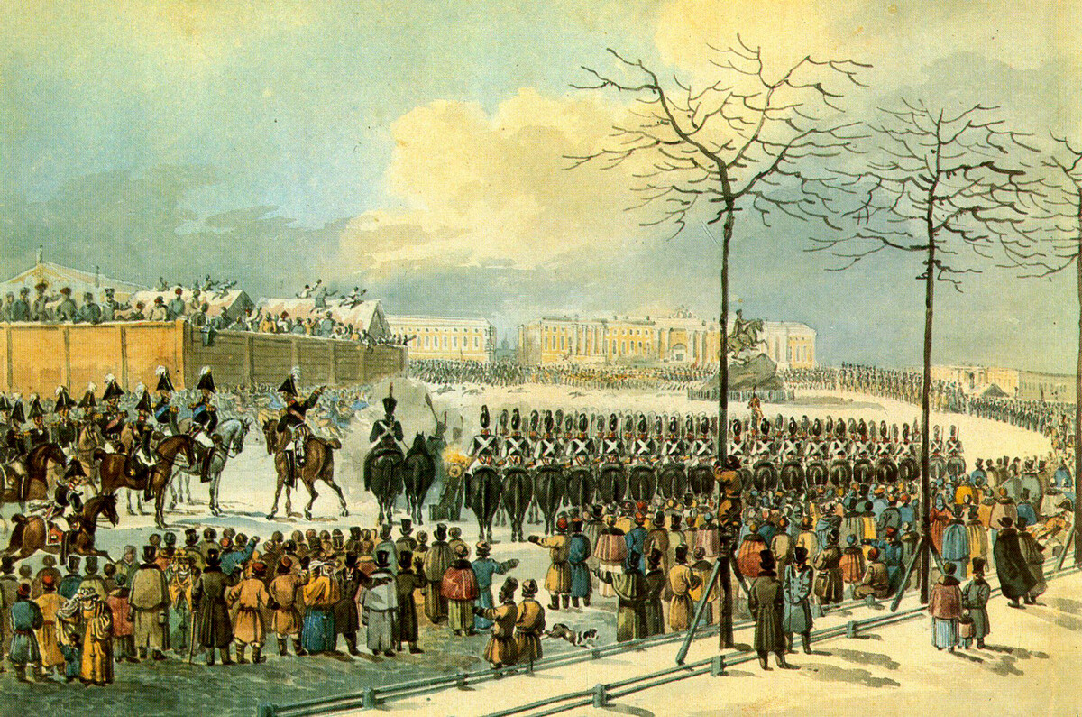 La révolte des Décabristes en décembre 1825 par Karl Kollmann, années 1830