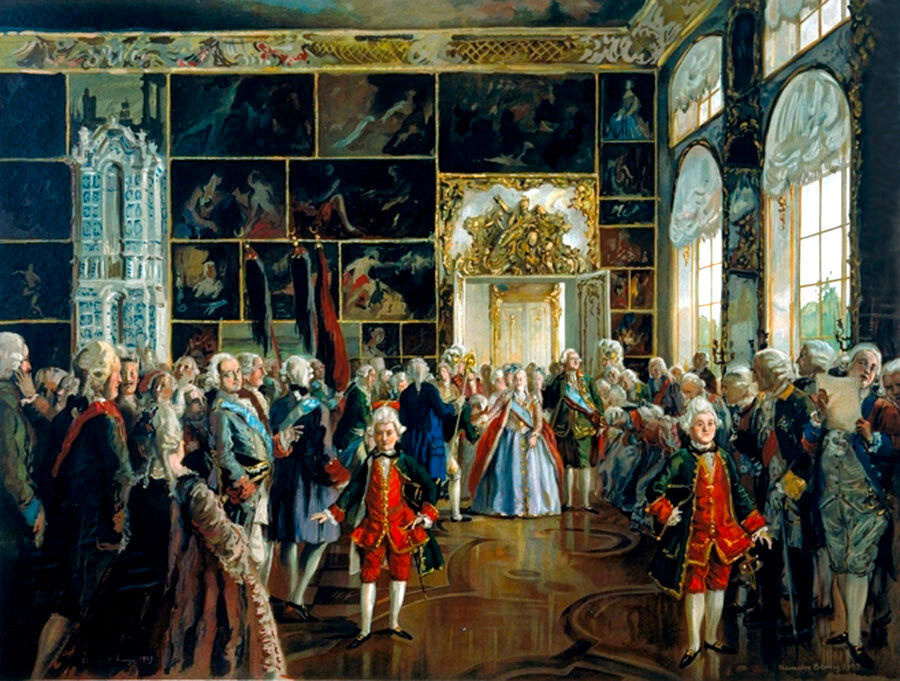 Alexandre Benois. Catherine the Great and her court