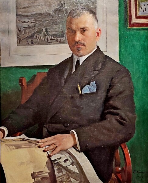 Boris Kustodiev, “Ritratto di Aleksej Shchusev”, 1917
