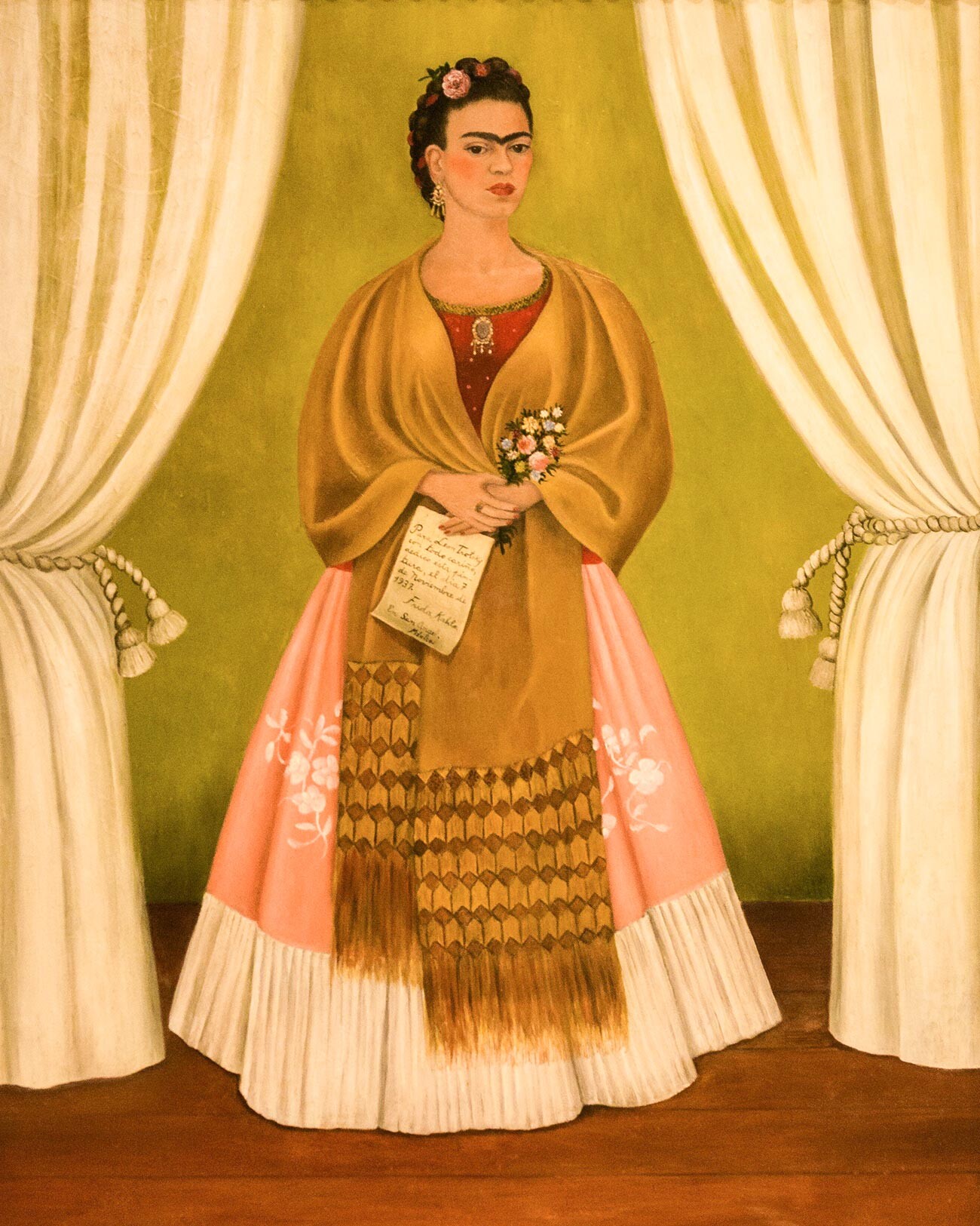 Frida Kahlo, “Autoritratto” dipinto nel 1937 e donato a Lev Trotskij  per il suo compleanno. Lui però non lo portò con sé, lasciandolo nella casa di Diego Rivera