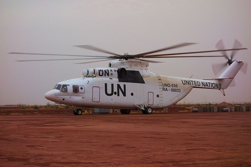 Mil Mi-26 de la ONU en el aeropuerto de Wau,Sudán del Sur, 2015.