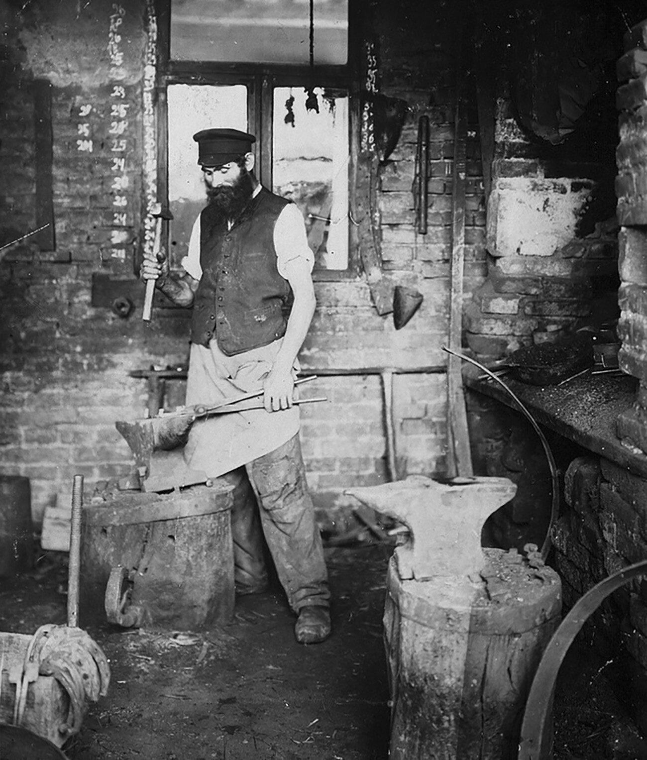 A Russian blacksmith at work