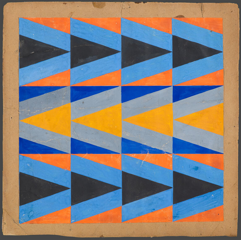 Boceto de tejido con ornamentos triangulares de colores, 1923-24.