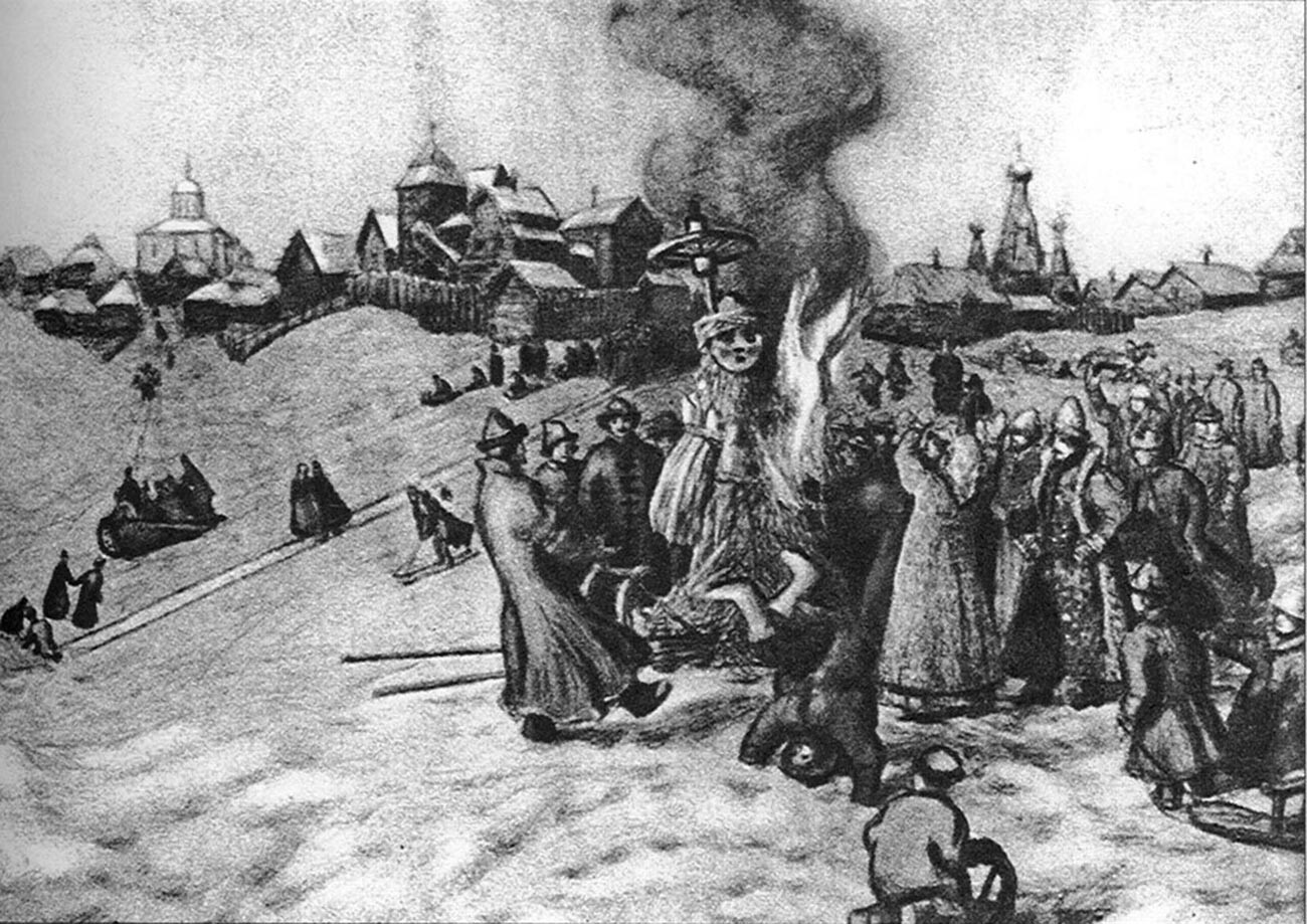 On brûle l'effigie de Maslenitsa, 1920