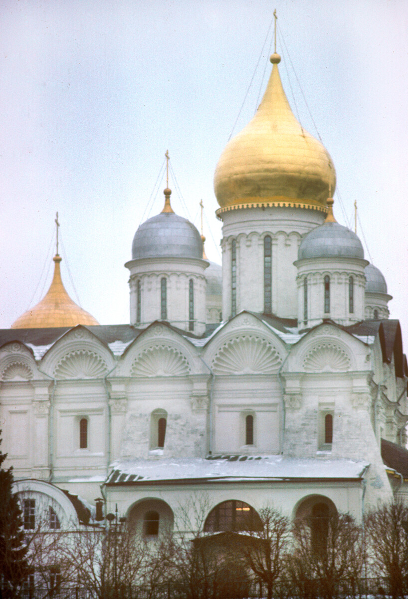 Cathedral of Archangel Michael. South view across Moscow River. Foreground: South addition, built in 1772. November 10, 1979