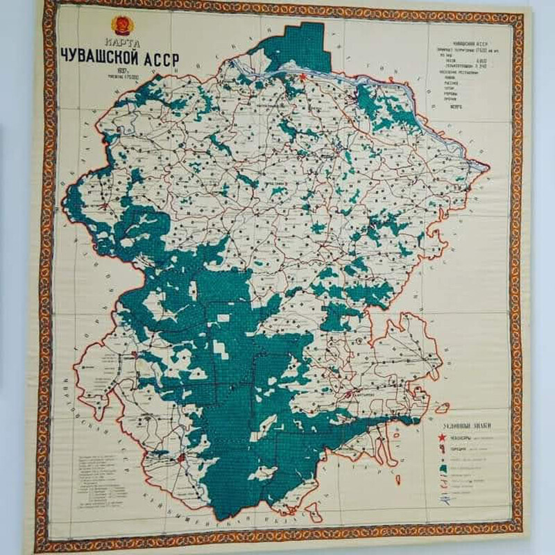 Првата везена карта на Чувашката АССР е направена во 1937 година.

