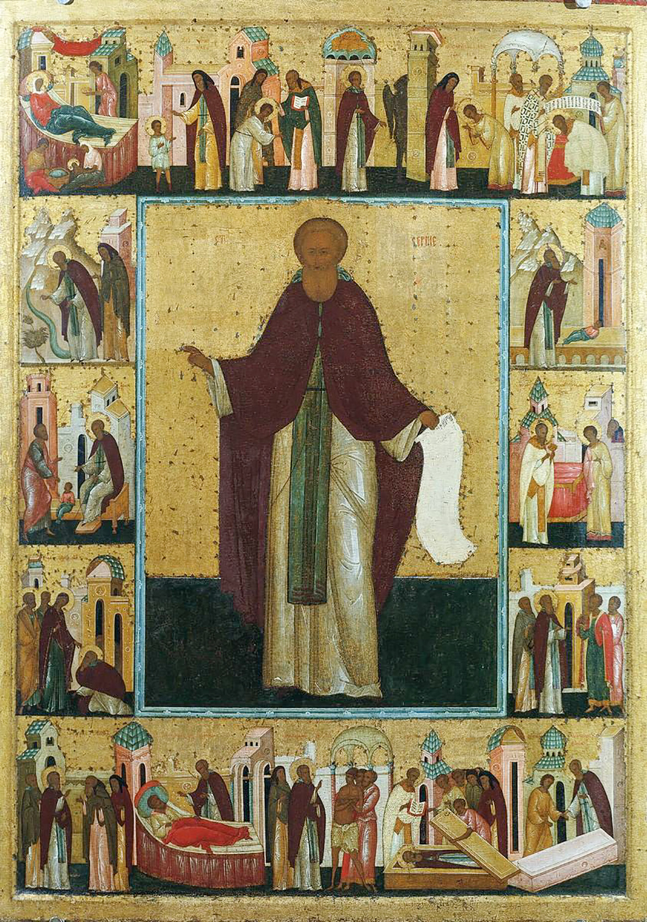 Dionisio. Icono de Sergio de Rádonezh en Vita, siglo XV.

