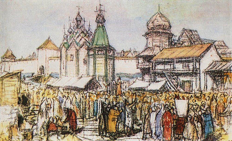 Tržnica v bližini Kremlja, Apolinarij Mihajlovič Vasnecov, 1930
