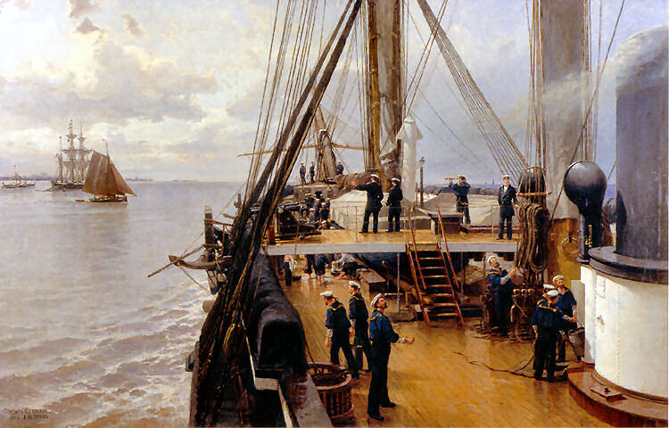 ‘En la cubierta de la fragata Svetlana’, Alexander Begrov. 1884.