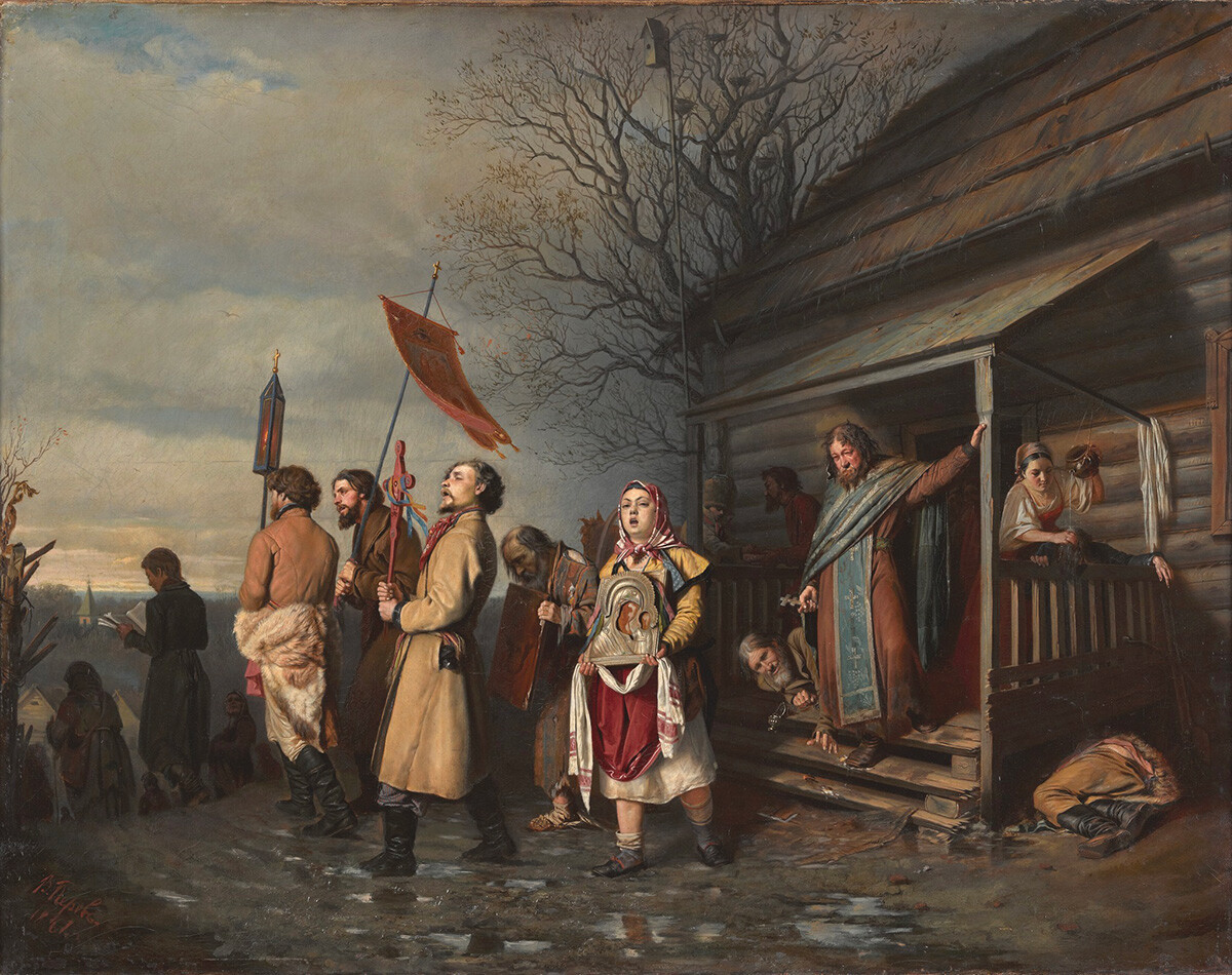 Василий Перов, «Сельский крестный ход на Пасху», 1861