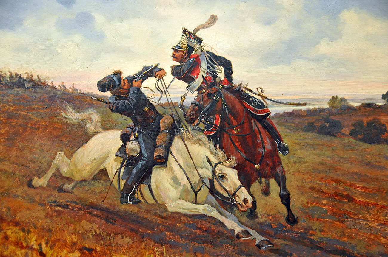 Un duel entre un cosaque du Don et un uhlan polonais