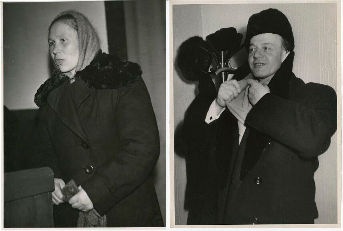 Жена во зимски капут; Оперскиот пејач Сергеј Лемешев, 1950-тите.
