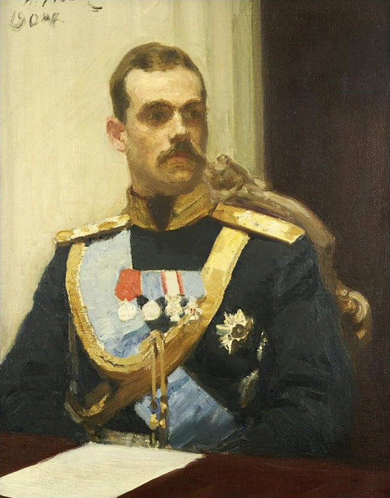 Miguel Aleksándrovich en el boceto para el cuadro de Ilyá Repin 'La sesión solemne del Consejo de Estado el 7 de mayo de 1901, en honor del centenario de su establecimiento'. 