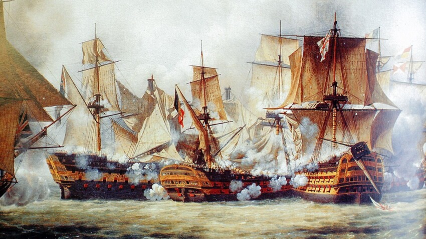 'Escena de la batalla de Trafalgar'.