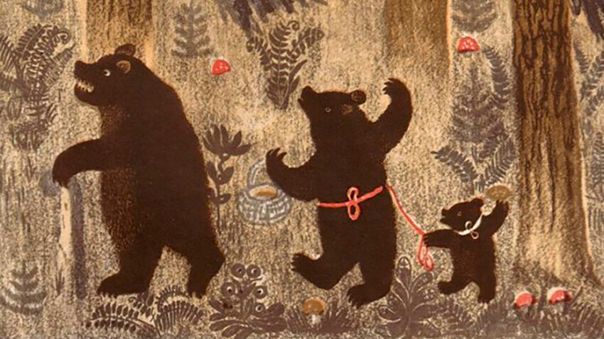 Illustrations to the book 'Three Bears' by Leo Tolstoy, 1935 