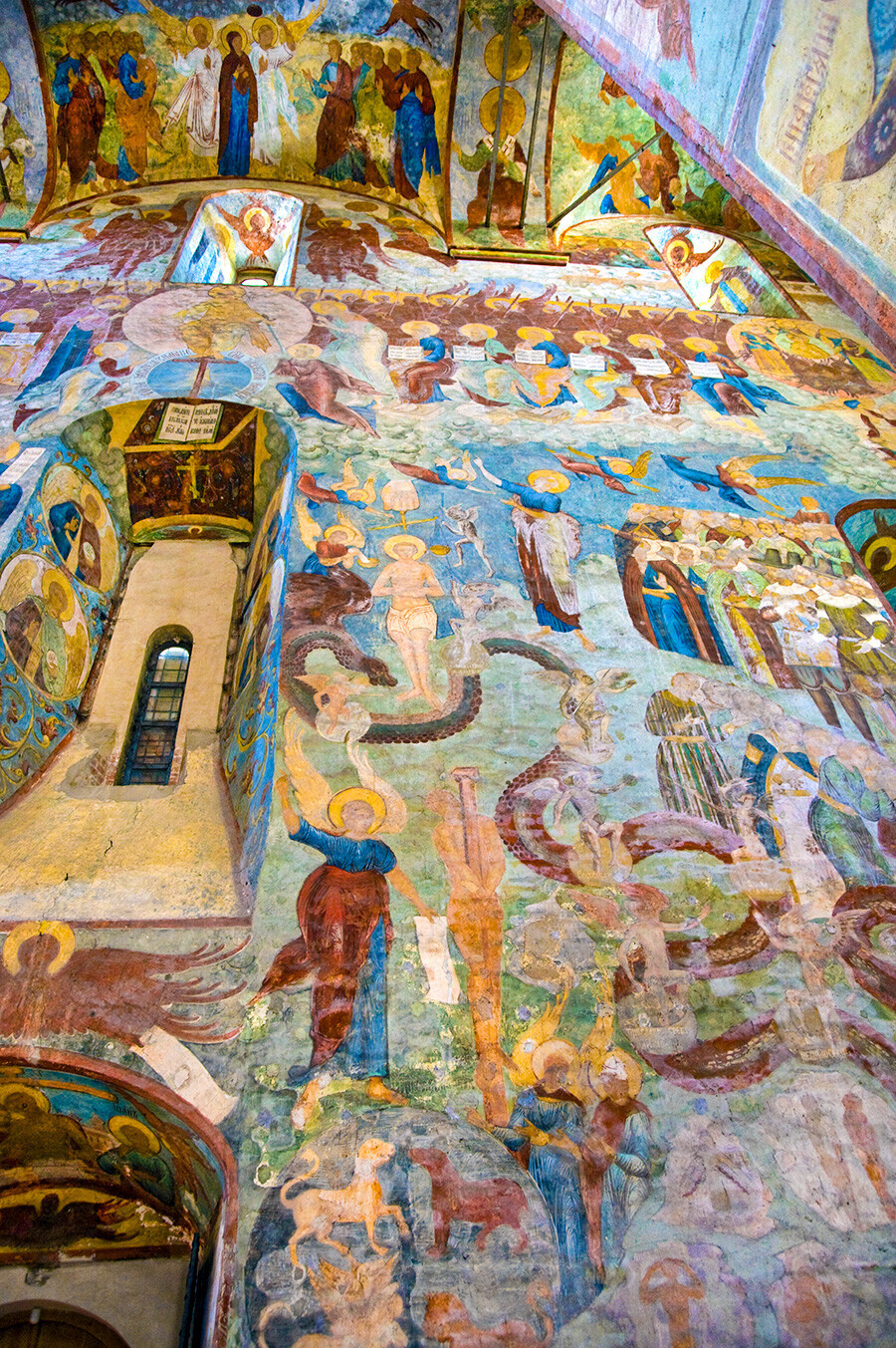 Katedral St. Sophia. Tembok barat, sisi kanan. Lukisan dinding orang berdosa dipisahkan dari orang benar pada Penghakiman Terakhir. 20 Juli 2011
