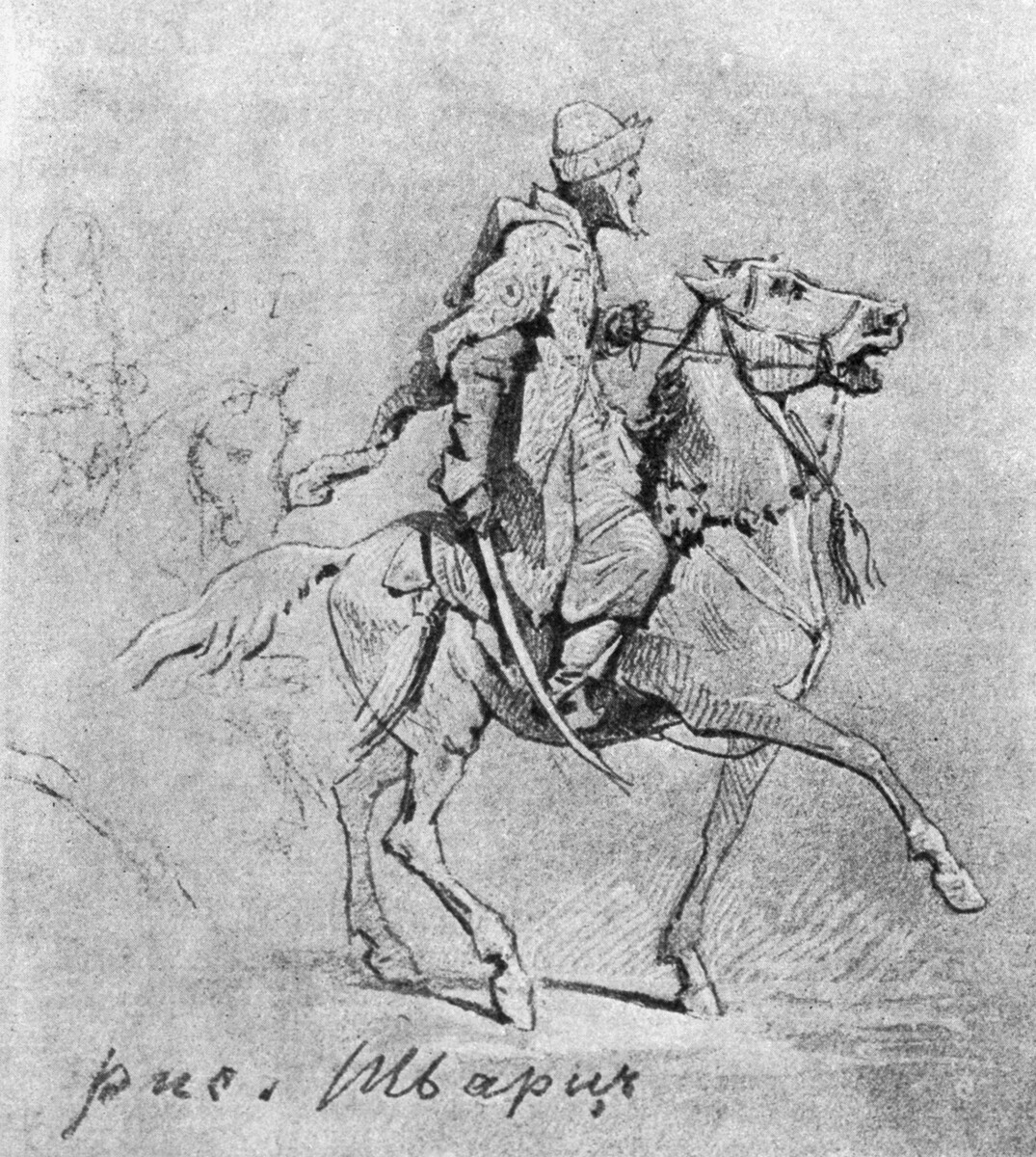 “Oprichnik”, disegno del pittore russo Vjacheslav Shvarts (1838-1869)