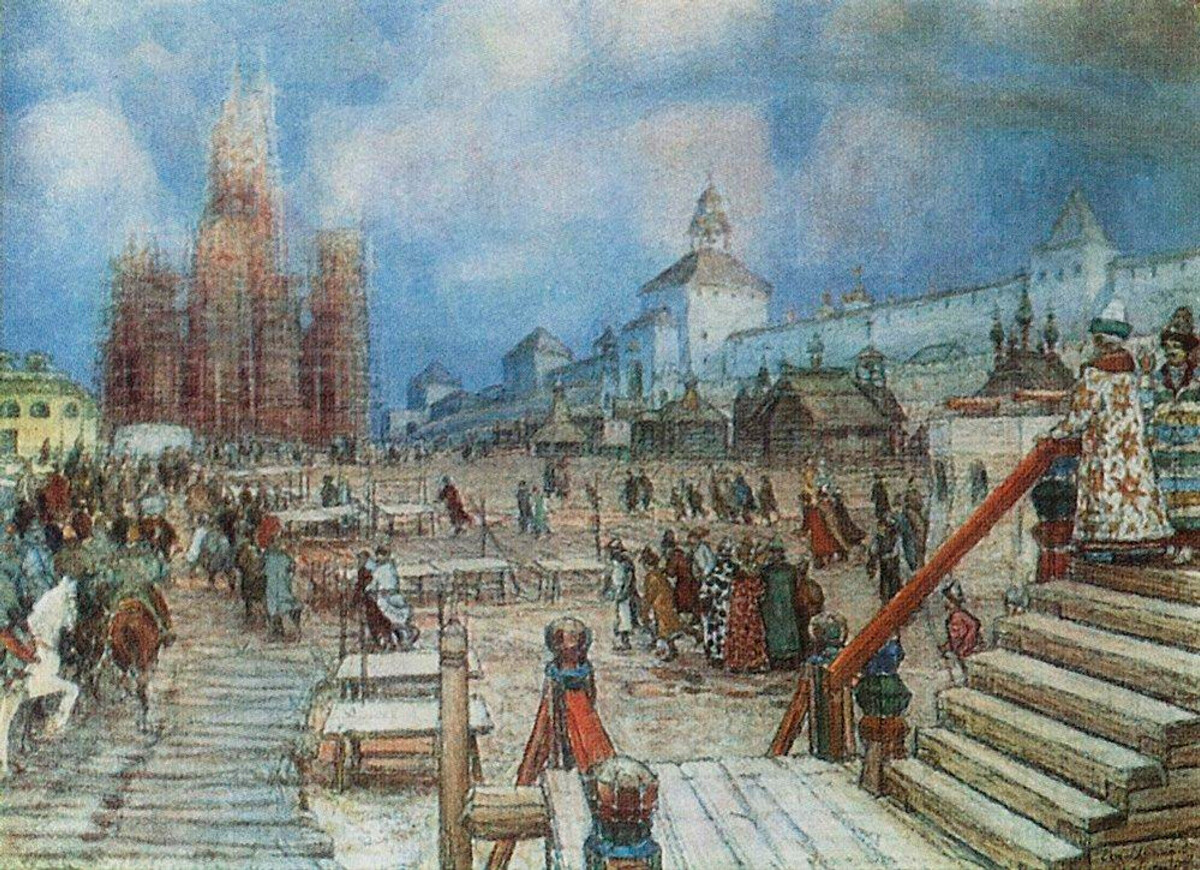 “Mosca ai tempi di Ivan il Terribile. La Piazza Rossa”, dipinto di Apollinarij Vasnetsov del 1902