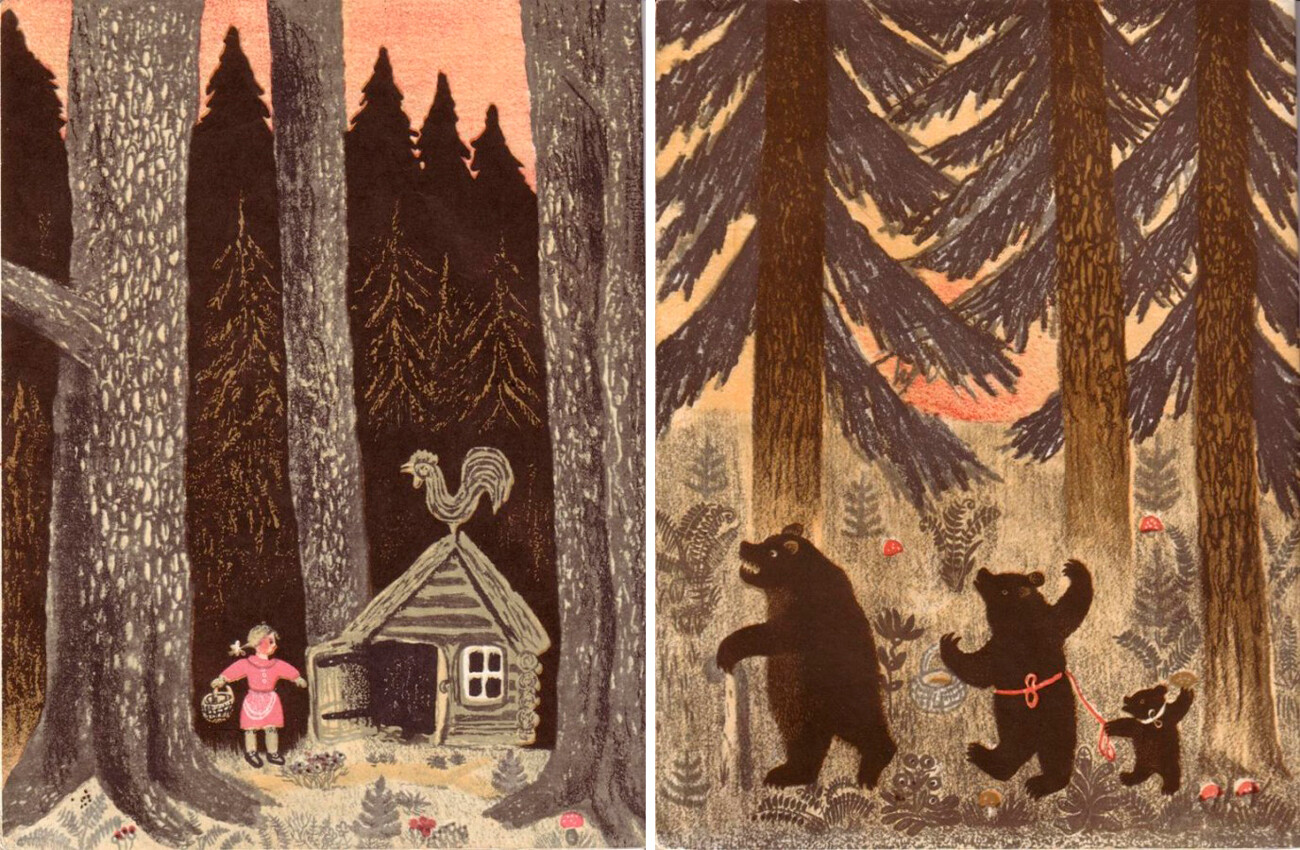 Vasnetsov. Ilustraciones para el libro 'Los tres osos' de Lev Tolstói, 1935.