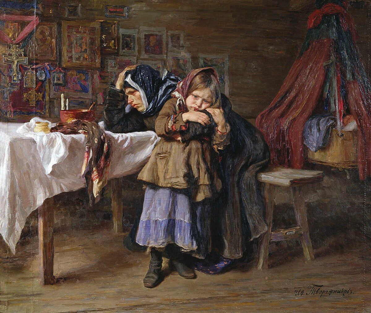 “Dolore”, dipinto del pittore Ivan Tvorozhnikov (1848-1919)