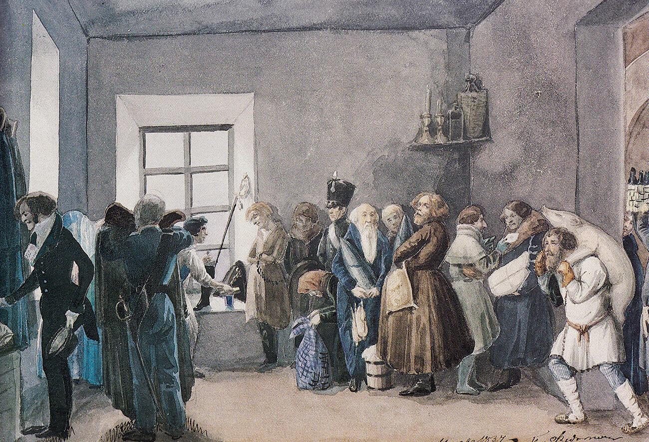Hall d'entrée d'un huissier de justice privé à la veille d'une grande fête, 1837