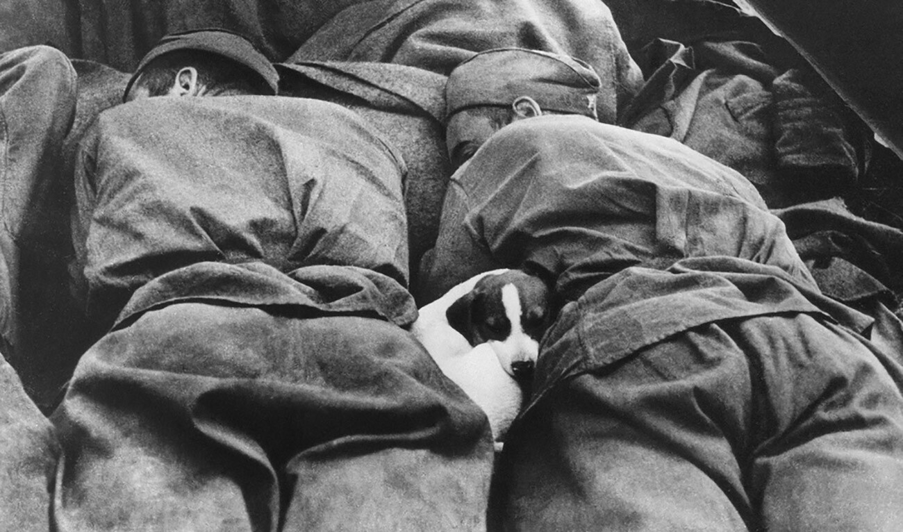 Soviet soldiers having rest between battles.