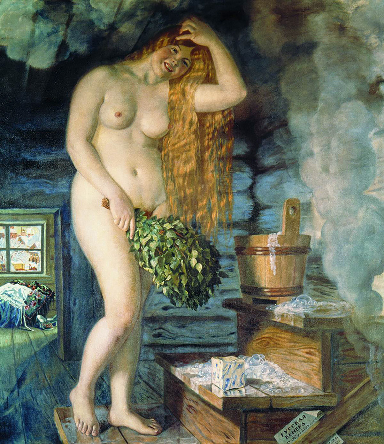 “Venere russa” (in russo: “Russkaja Venera”) è un celebre dipinto a olio su tela realizzato dall’artista Boris Kustodiev nel 1925-1926