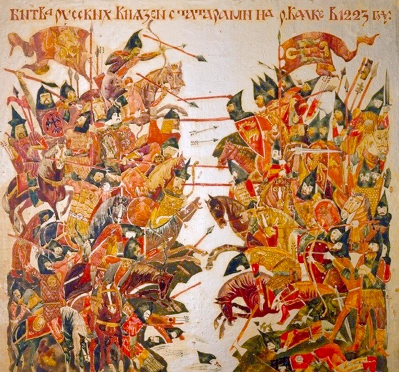 La batalla en el río Kalka, 1223. Imagen de una reconstrucción posterior