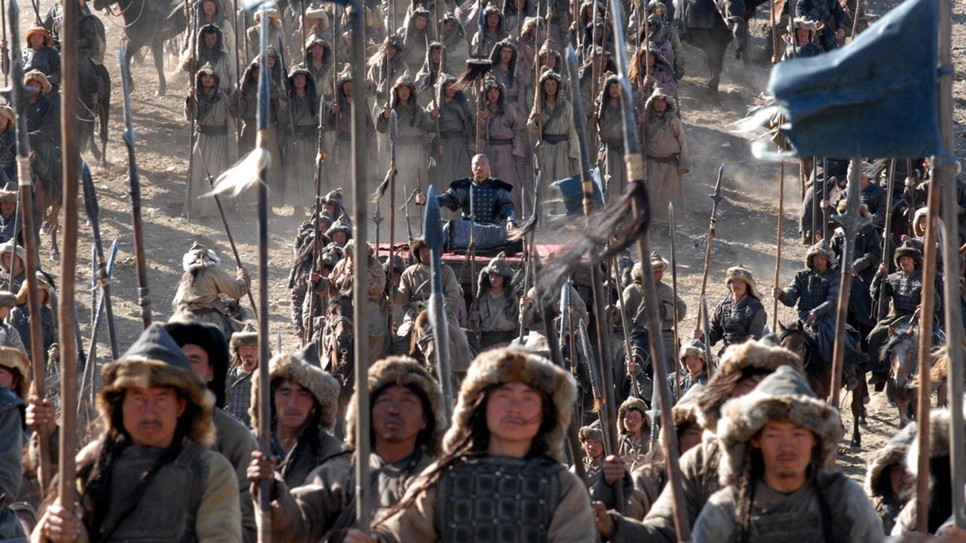 Un comandante de guerra mongol. Fotograma de la película 