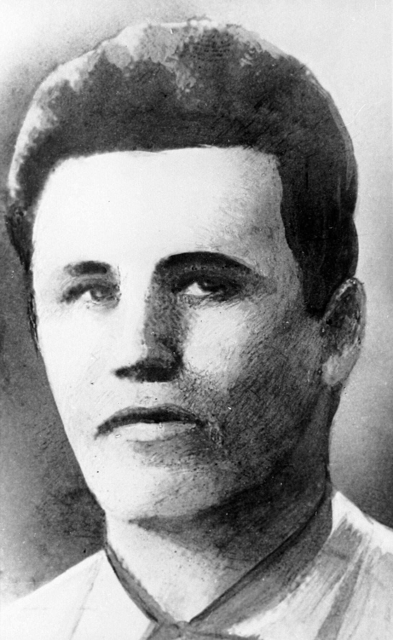 Portret junaka Sovjetske zveze Fjodorja Poletajeva, partizana z vzdevkom Poetan (1909-1945). Vojak sovjetske vojske, aktivni član odporniškega gibanja v Italiji med drugo svetovno vojno 