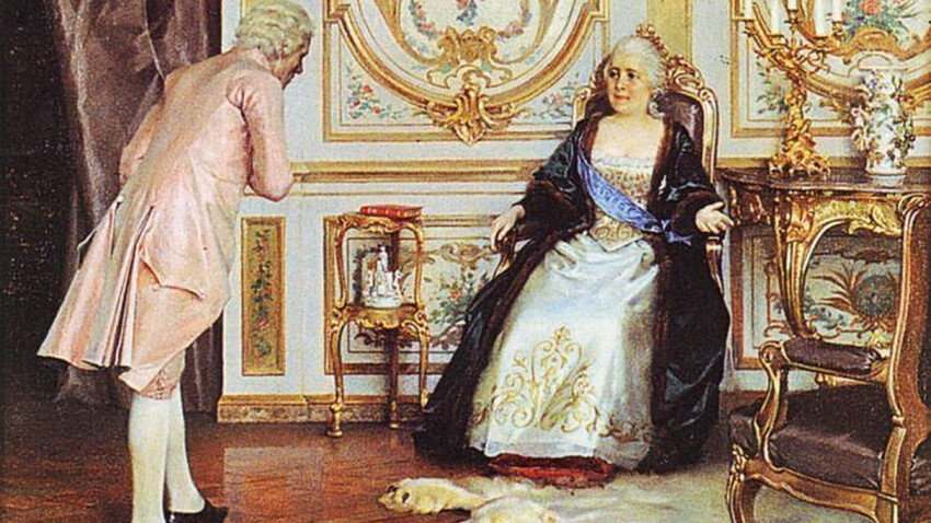 'Denis Diderot dirigiéndose a Catalina la Grande', por Gunnar Berndtson. Año 1893