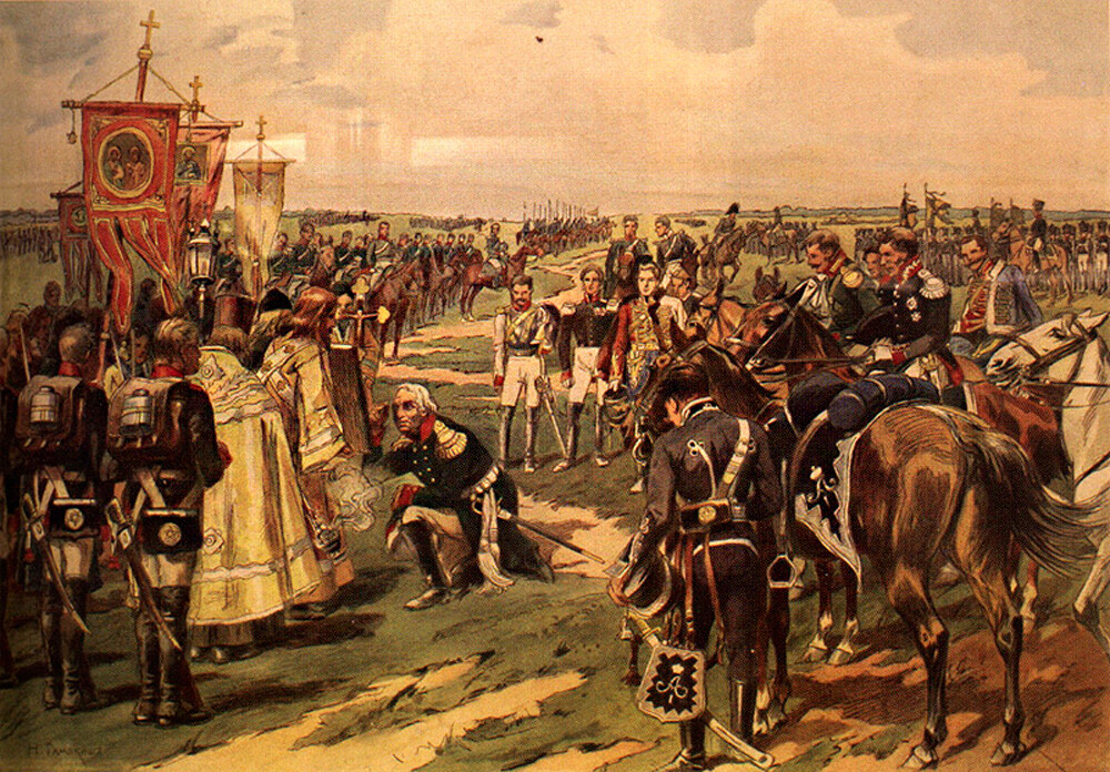 “Preghiera alla vigilia della battaglia di Borodino”, dipinto di Nikolaj Samokish (1860-1944)