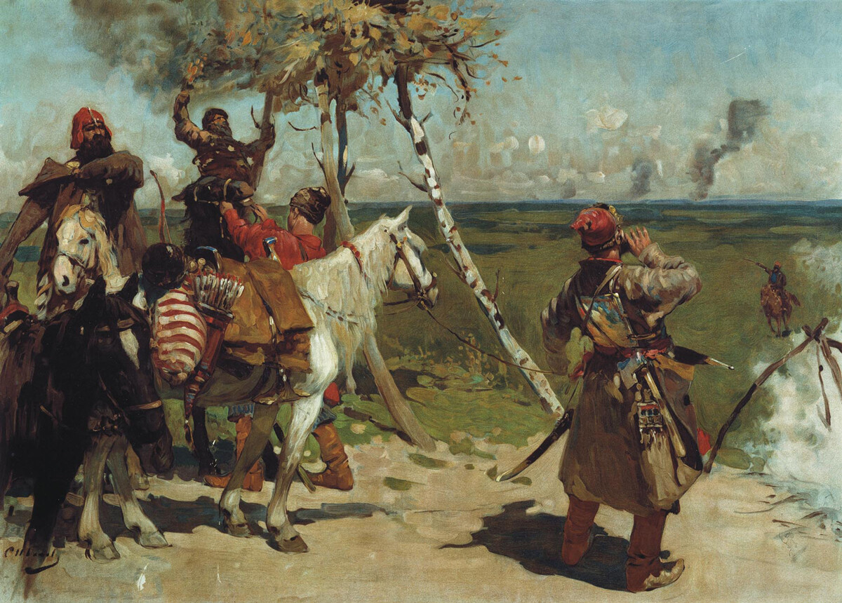 Punto di guardia sul confine dello Stato di Moscovia, dipinto di Sergej Ivanov, 1907