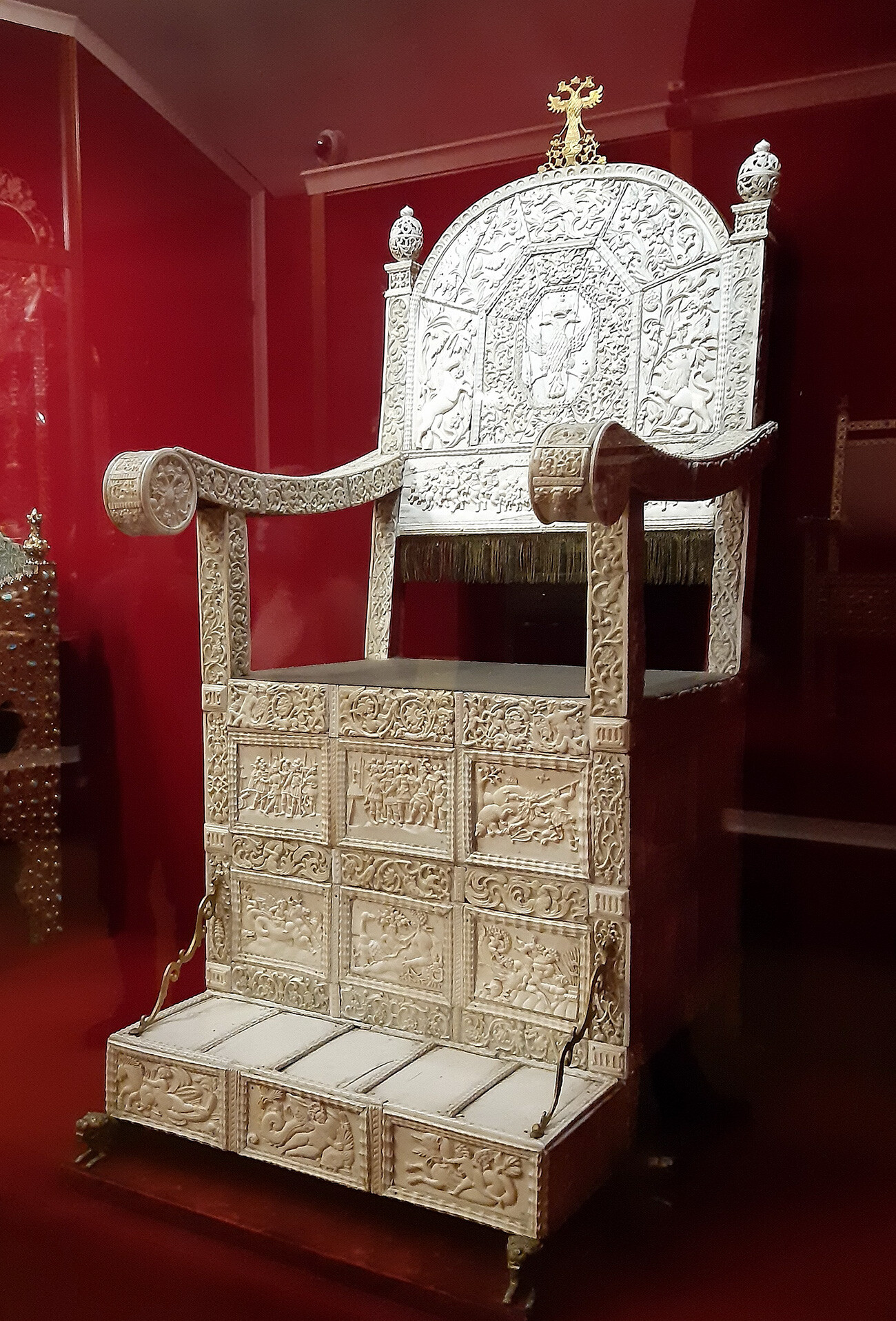 An ivory throne, 16th century. Possibly belonged to Ivan the Terrible. Moscow Kremlin Armoury.