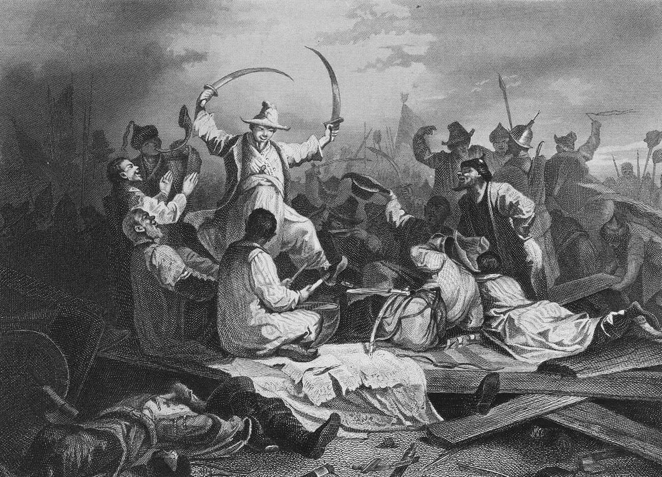 Mongols celebrating victory in the Battle of the Kalka River.